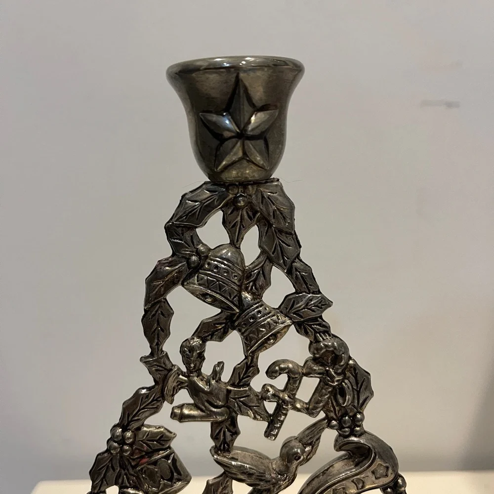 Godinger Silver Plated Christmas Tree Ornate Candle Holder Godinger 11